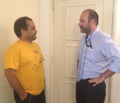 Patricio Mery (right) with Fernando Ulloa in the Ecuador Embassy